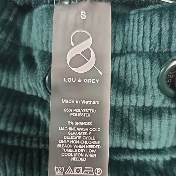 Lou & Grey Ribbed Velour 2-Piece Sweatshirt & Jogger Sz S PLUSH Loungewear Green - Picture 9 of 13